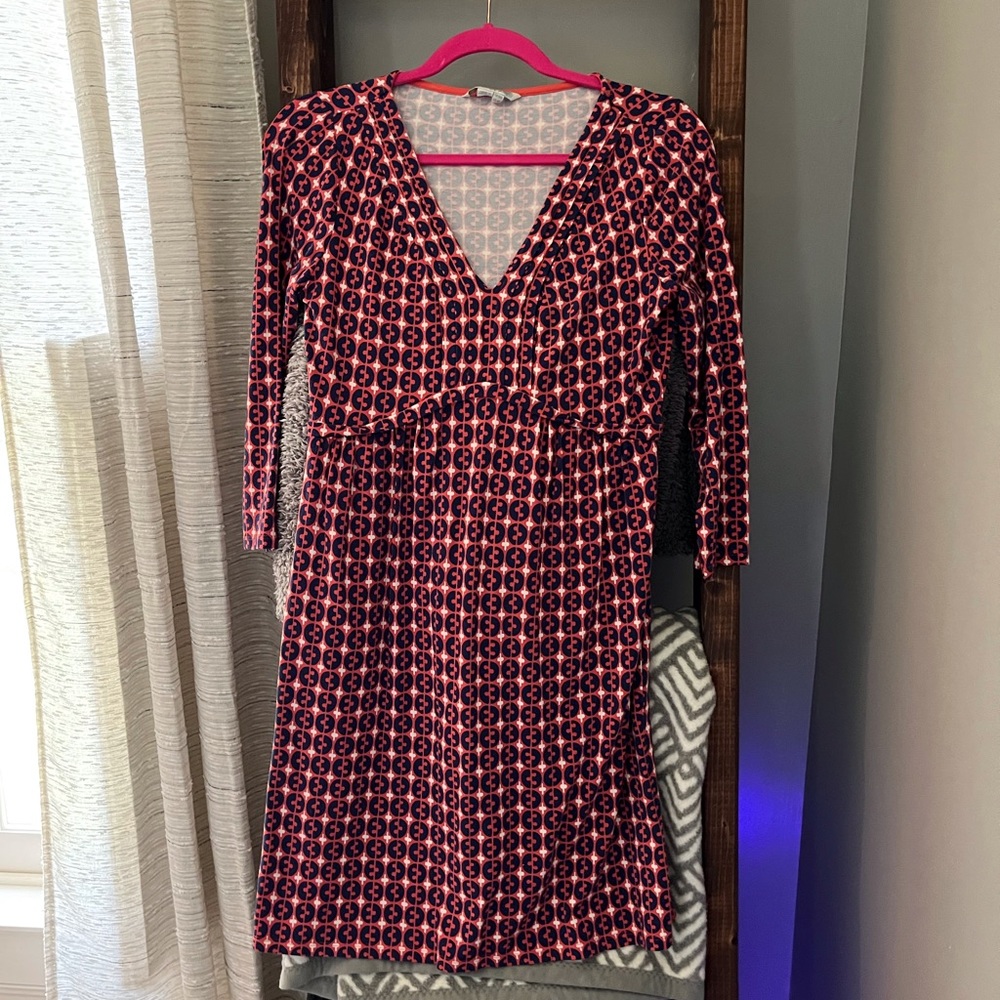 BODEN cotton blend dress - size 6R geometric pattern. Super comfortable